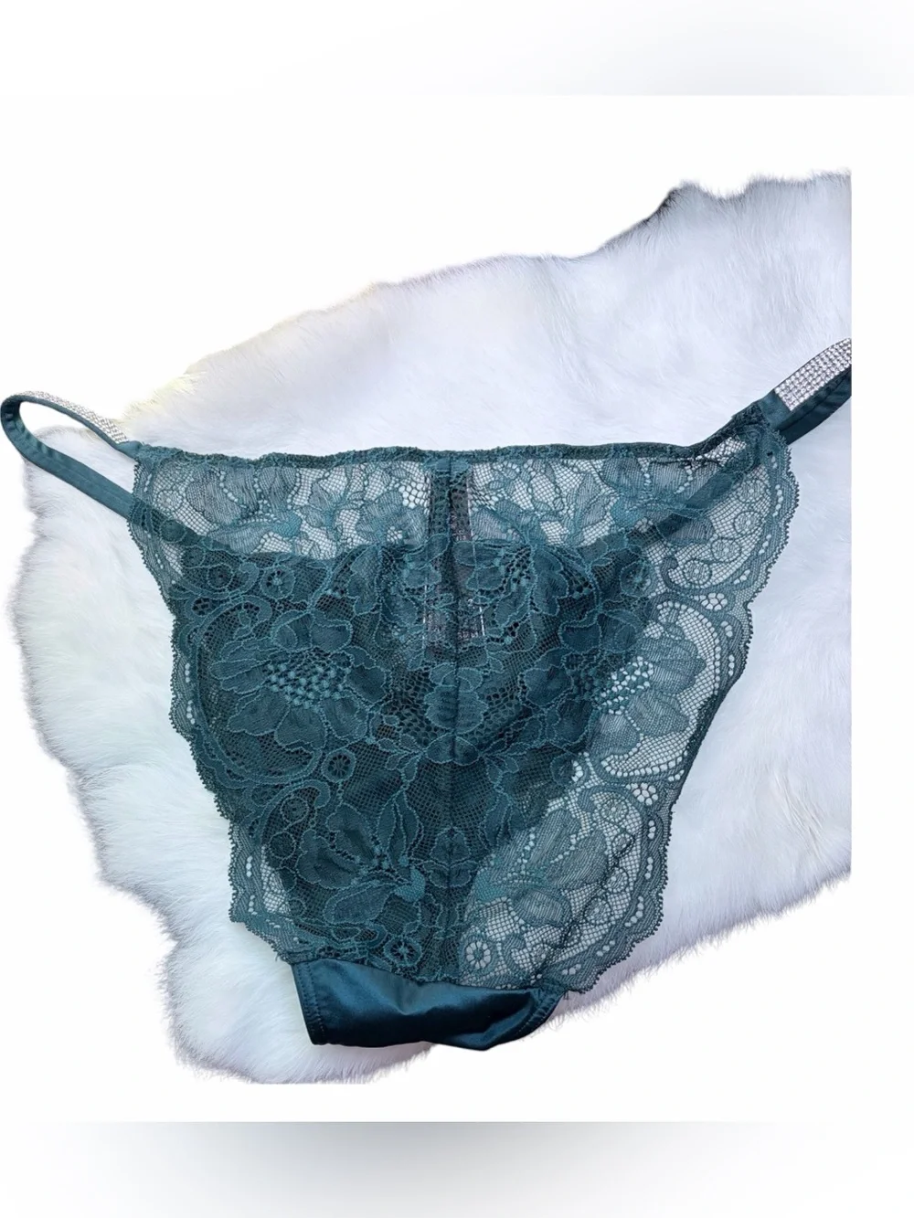 Victoria's Secret Micro Lace Shine Strap Cheekini Panty L NWOT